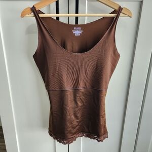 Spanx Brown Lace Trim Shapewear Tank Top Size Large